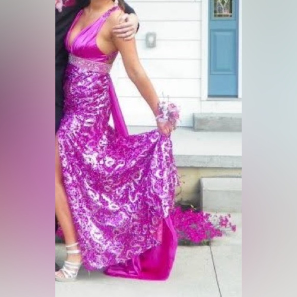 Pink Sequin Halter Dress - Picture 2 of 5
